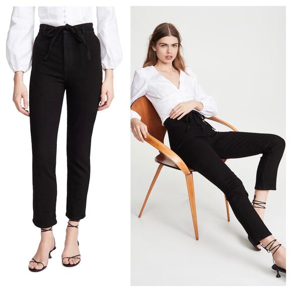 Reformation Vicki Black Jeans Size 23 High Rise Slim Straight Stretch - Picture 1 of 13